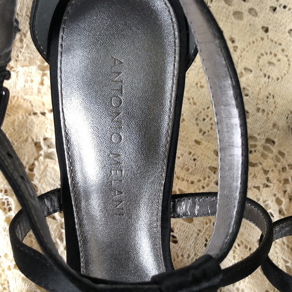 Antonio Melani Black Satin 3” Heels with Beading Wedding Shoes Size 7 1/2 7.5 - Picture 4 of 6